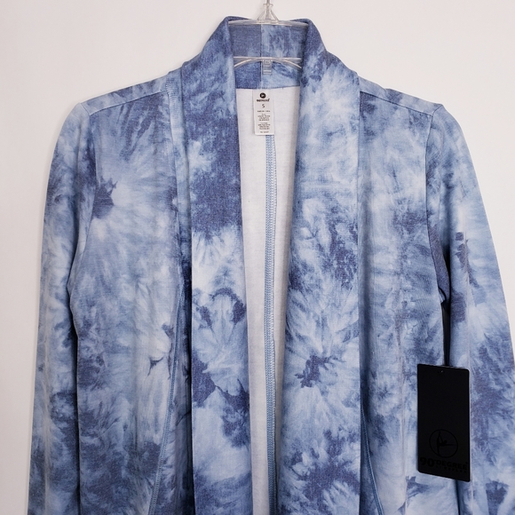 90 Degree By Reflex Shawl Collar Open Front Cardigan Size Small Tie Dye Blue - Picture 3 of 15